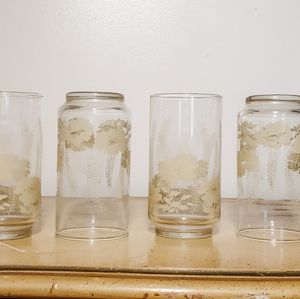 Libbey yellow floral glasses